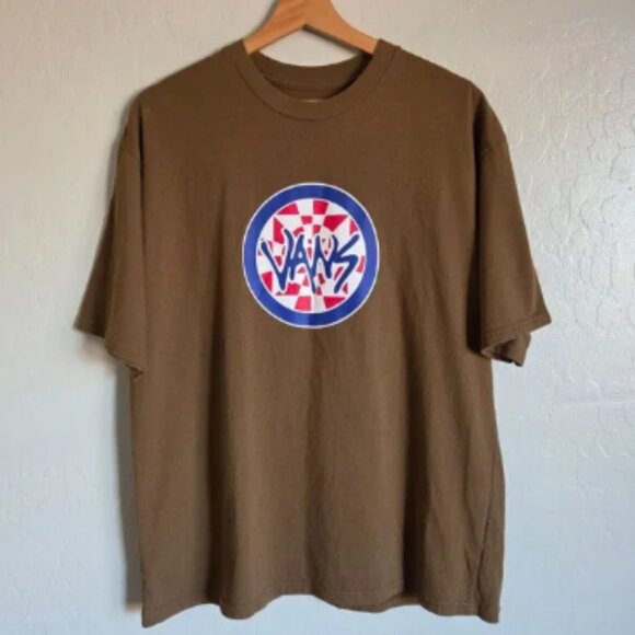 Vans Checker Icon Loose Fit Crew T-Shirt Brown Size Men's M Short Sleeves Cotton - Picture 1 of 4